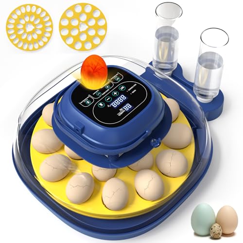 18 Egg Incubator for Hatching Eggs with Automatic Turning, Digital Temperature & Humidity Control, Built-in Egg Candler & Auto Water Refill, 360° Clear View for Chicken