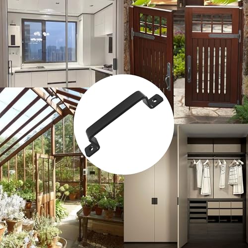 7.5 inch Sliding Barn Door Handle, Black Steel Gate Handle, Modern Cabinet Pull Closet Door Handle for Sliding Barn Door Gate Cabinet Closet Drawer Kitchen Bathroom - size: 1pc