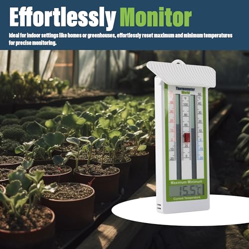 Digital Max Min Thermometer Classic Design - Wall Mounted Temperature Monitor for Garden, Greenhouse or Home