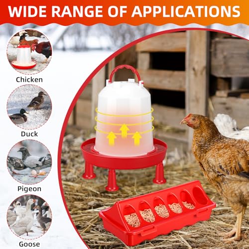 4 Pack 6l Heated Chicken Feeder and Waterer Kit Poultry Waterer Fountain with Leg Support for Chicks Coop Feeding Farm Supplies Birds Duck