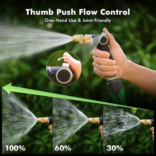 RESTMO Garden Hose Nozzle, Heavy Duty Water Hose Sprayer for Outdoor | Zinc Alloy Metal, Thumb Control, Precise Flow, Adjustable Spray Patterns, Leak-proof, Ideal for Lawn & Plant & Car, Black - color: Black