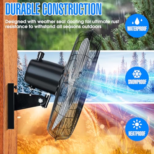 iLiving 18" Outdoor Oscillating High Velocity Wall Fan with 4150 CFM Heavy Duty Weatherproof Motor, Variable Speed Adjustment for Workshop, Garage, Patios, Commercial and industrial, 18 inch,Black - size: 18-Inch