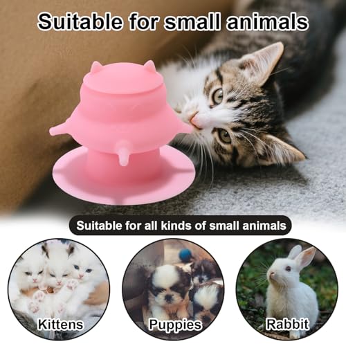 Puppy Milk Feeder with Four Dummy Nipples, Pink Silicone Puppy Milk Feeding Station Leak Proof Kitten Bottle Nursing Station for Newborn Pets Dogs Kittens