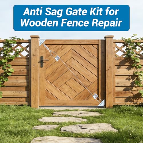 HOME MASTER HARDWARE 2 Pack Anti Sag Gate Kit for Wooden Fence Repair, Zinc Plated Steel, Anti-sag Gate Hardware Kit-Turnbuckle, Hooks, Heavy Steel Cable(7.5ft), Screws - color: Zinc, size: 2 Pack