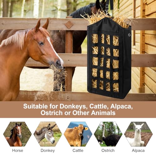 EUBUY 3 Pcs Hay Feeder for Goats and Horses, Slow Feed Design, Hay Nets | Design for Goats, Horse, Donkey, Large Opening with Adjustable Strap for Easy Hanging