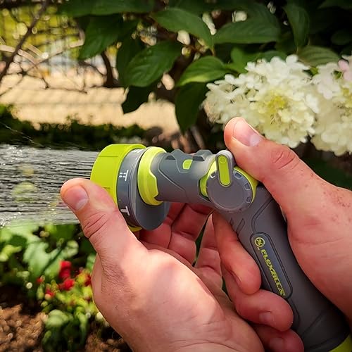 Flexzilla 7-Pattern Adjustable Flow Garden Hose Nozzle Sprayer with Easy to Use Thumb Control, Lightweight & Durable - color: Chartreuse, style: 7-Pattern Pressure Control
