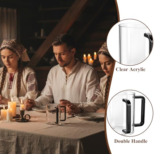 2 Pcs Judaica Hand Washing Cup with Dual Handles 5" Acrylic Clear Negel Vasser Hand Washing Cup for Jewish Ritual Netilat Yadayim Holiday Gifts (Black Handle) - color: Black Handle