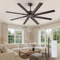 ZMISHIBO 65 Inch Ceiling Fan without Light, 8 Aluminum Reversible Blades | Industrial-Grade, DC Motor, Damp Rated, 6 Speeds, Remote Control, 3 Downrods, Flat/Sloped Ceiling, Living Room, Patio, Gym - color: Oil-bronze, size: 65inch
