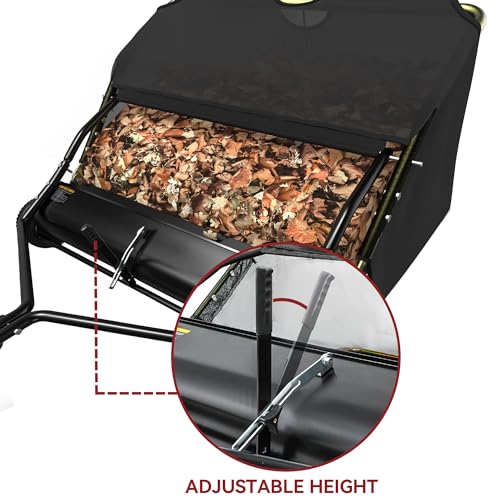 YITAMOTOR 48" Tow Behind Lawn Sweeper, 20 cu. ft.Leaf Collector | 48" Lawn Sweeper with 20 cu.ft Hopper, Dumping Rope, Adjustable Height. Tow Behind for Picking up Debris & Grass