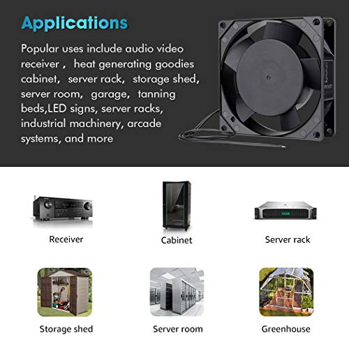 Wathai AC Muffin Axial Fan 110V 120V 92mm 90mm x 25mm Dual Ball Metal | for DIY Ventilation Exhaust Projects Cooling - style: 92x92x25mm