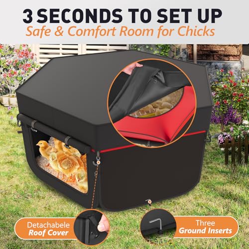 Brooder Box for Chicks Starter Kit - 5 in 1 Chick Enclosure Tent Collapsible Chicken Brooder with Heating Plate, Feeder, Waterer, Perch, Fits Baby Chicks, Ducks, Quail - color: Chick Brooder with Heating Plate and Bundles