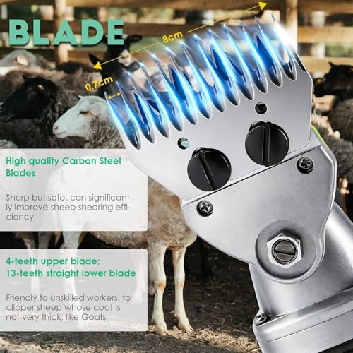 CGOLDENWALL 850W Sheep Shears Electric Sheep Clipper for Grooming Professional Heavy Duty Shearing Clipper with 6 Speed & Blade Tightness Adjustment- 110V (13 Straight Teeth Blade)