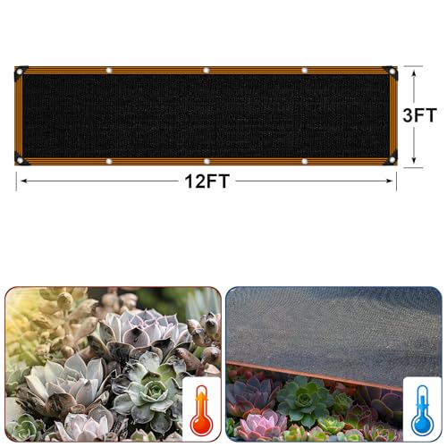 Shade Cloth - for Garden 90% Plant Shades Mesh Tarp with Grommets Outdoor Sun Shades Netting for Chicken Coop Greenhouse Vegetables Pergola Patio Cover - size: 3×12FT