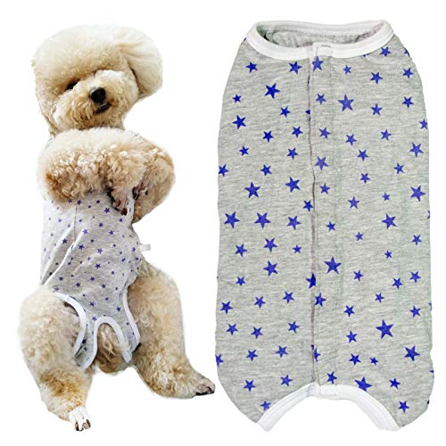 Dog’s Recovery Suit Post Surgery Shirt for Puppy, Wound Protective Clothes for Little Animals(Grey Stars-XXS) - color: grey stars, size: XX-Small