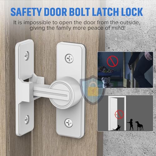 90 Degree Barn Door Lock, Heavy Duty Locks, White | Flip Sliding Gate Latches for Garden, Bathroom, Garage & Sliding Doors - size: 1 Pack White