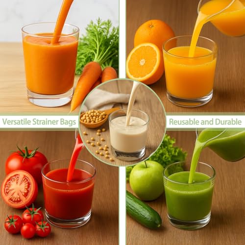 6 Pack Reusable Nylon Mesh Strainer Bags, Bowl-shaped reusable nylon cheese cloth filter bag, fine mesh multi-purpose food filter, suitable for vegetable, nut milk, juice, soy milk