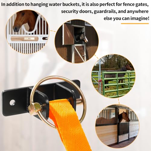 Heavy Duty Bucket Hooks, 5 Gallon Horse Feed Bucket Holder | 4 PCS wall-mounted water bucket brackets for stalls, 5/32 inch thick seamless welded hardware for livestock & pet safety