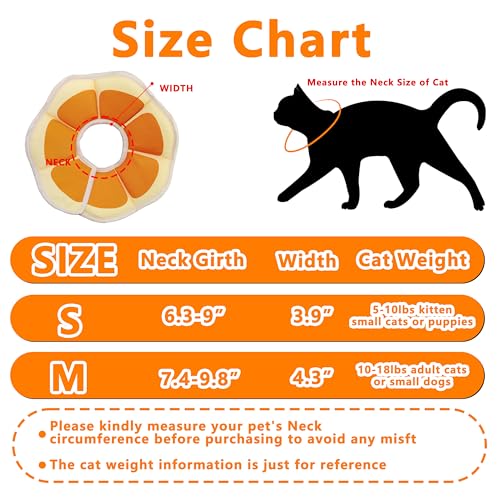 Soft Adjustable Cat Cone Collar, Comfortable Cat Recovery Collar | Suitable for Various Types of Cats,Elizabethan Neck Protective Collar for Cats After Surgery (Orange, Small) - color: Orange, size: Small