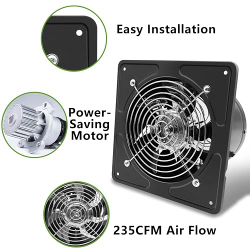 6 Inch Kitchen Exhaust Fan with Speed Controller,235CFM Wall Exhaust Fan,115V 40W Ventilation Blower for Kitchen,Meeting Room,Shop, Smoking Room, Industrial Ventilation Use (6-inch Black) - color: 6-inch Black