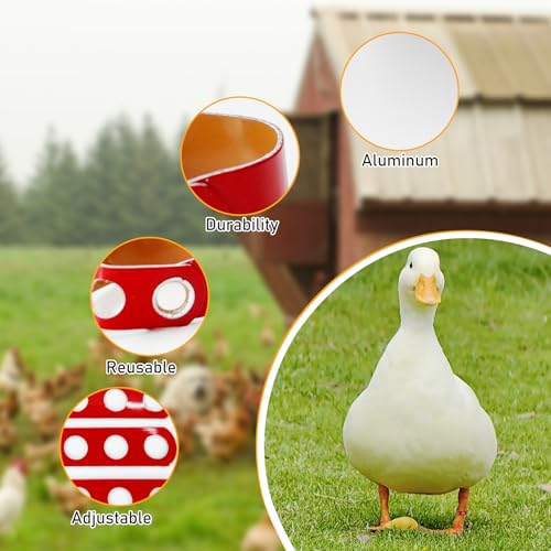 100Pcs Chicken Leg Bands Aluminum Adjustable Poultry Identification Rings | Duck Clip on Leg Rings Chicken Ankle Tags Numbered Feet ID Bands Farms Pheasant Pigeons Goose (Red)