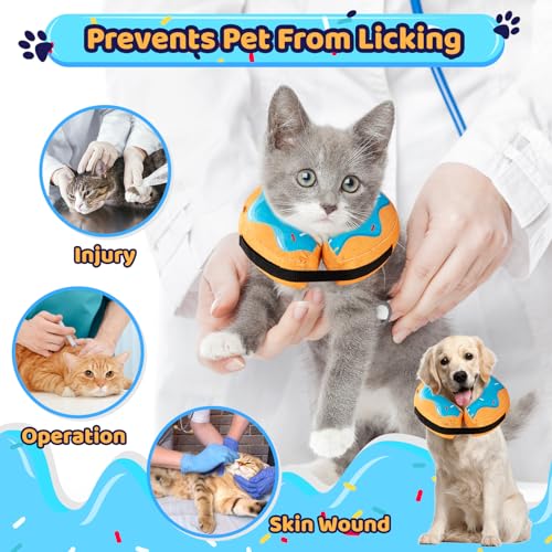 Grand Line Donut Inflatable Collar for Dogs and Cats, Soft Recovery Dog Cone After Surgery, Protective Pet Neck Cone for Small, Medium, Large Dogs, Not Block Vision (Blue, S) - color: Blue Donut, size: S (Neck:4"-7")