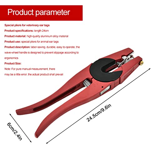 Pig Cattle Ear Tag Plier, Livestock Tool for Cow eep Goat Farm Animals, Premium y Ear Tag Applicator with Spare Pin, gonomic Handle Design for Comfortable and Labor Saving Use