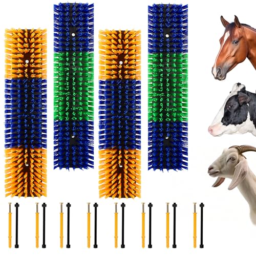 Livestock Scratch Brush, 4-Pack for Horse Grooming | Relief Self-Grooming Goat Scratcher Help Stay Comfortable on the Back of Livestock Cattle Scratch for Goat, Cow, Sheep