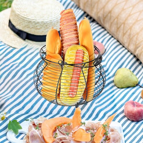 1 PCS Big Belly Wire Egg Baskets for Fresh Egg With Handle Egg Holder | Small Metal Wire Basket for Gathering Fresh Chicken and Duck Eggs, Hunting Basket & Countertop Egg Holder - style: Oval-1 Pack
