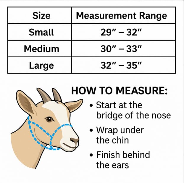 Livestock Goat Halter. Small, Medium, Large – Safe & Adjustable for Milking, Training, and Travel. (R. Blue, Medium (30"–33")) - color: R. Blue, size: Medium (30"–33")