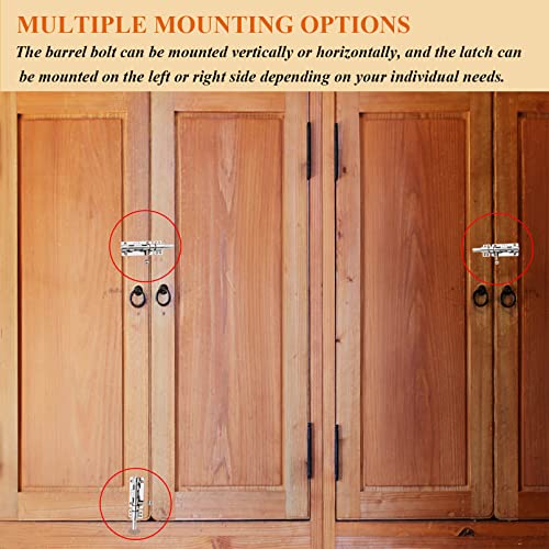 8in Slide Bolt Gate Latch 304 Stainless Steel Barrel Bolt Latch Heavy Duty Door Security Lock Thickened Door Latches Hardware with Mounting Screws for Barn Fence Shed Basement - color: 8in Silver