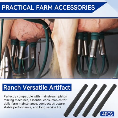 4PCS Milking Short Tube, Food Grade Rubber Hose for Cow Milking Machine Replacement Parts, Safety Short Tube Pipe Milking Machine Accessories Milking Cup Set Parts (Black Milk Tubes)