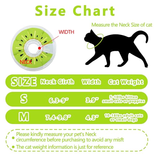 Soft Adjustable Cat Cone Collar, Comfortable Cat Recovery Collar | Suitable for Various Types of Cats,Elizabethan Neck Protective Collar for Cats After Surgery (Kiwifruit, Small) - color: Kiwifruit, size: Small