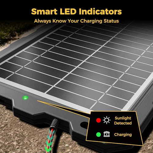 SUNAPEX 10W 12V Solar Car Battery Trickle Charger & Maintainer | Waterproof Portable Solar Panel Kit | Prevents Overcharging with Smart Controller | Fits 12V Batteries for Boats, RVs & More - size: 10W