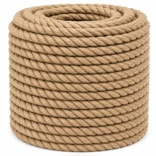 Twisted Manila Natural Jute Rope (1 Inch x 200 Feet) Thick Hemp Rope for Crafts, Nautical, Railings, Hammock, Decorating - size: 1 Inch x 200 Feet
