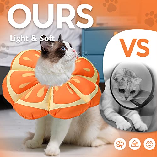 Avont Soft Adjustable Cat Recovery Collar, Cute Elizabethan Cone for Pets, Mandarin M