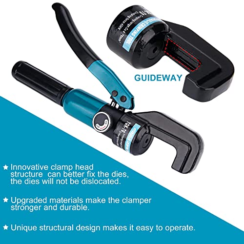 Hydraulic Crimping Tool for 1/8"-3/16" Cable Railing Kits, 10-Ton Crimper | 9 Hardened Dies, One-Hand Use, Hydraulic Crimper for Cable Railing Hardware, Wire & Battery Cable Crimping 12-2/0 AWG DC03 - color: Black