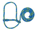Weaver Livestock Poly Rope Sheep Halter, Modern Style Braid Sheep and Goat Rope Halter, Adjustable Lamb Halter Lead, Livestock Sheep Showing Supplies - color: Lime/Hurricane Blue/Royal Blue