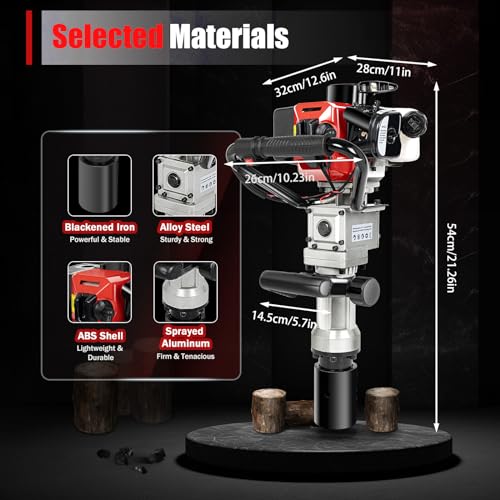 Gas Powered Post Driver 32.7cc 900W Fence Post Driver with 2 Sockets, 8500RPM 2-Stroke Pile Driver for Fence Installation Farm Vineyard and Construction Projects