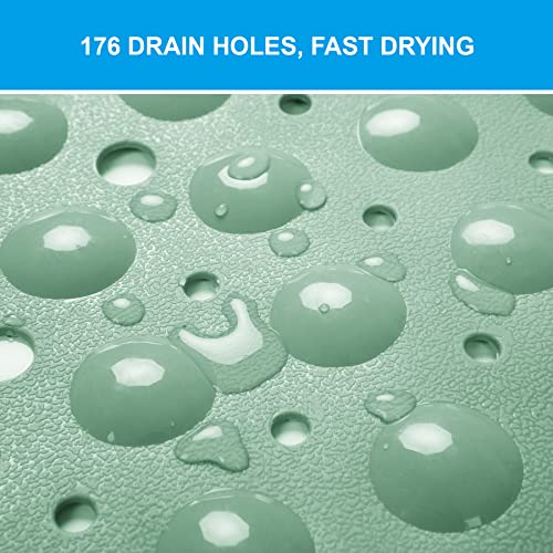 AmazerBath Shower Mat Non Slip 40 x 16 Inches, Shower Stall Mats with Suction Cups and Drain Holes, Non Slip Bath Mat for Tub for Elderly & Kids, Mint Green - color: Mint Green, size: 40" x 16" (Rectangular)