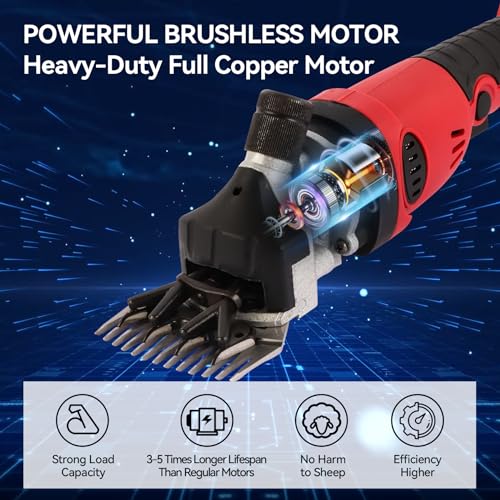 Cordless Electric Professional Sheep Shears,Rechargeable Heavy Duty Animal Grooming Clippers,Electric Shearing Clipper for Sheep,Goat,Cattle&Other Farm Livestock Pet(2*4000mAh Lithium battery)