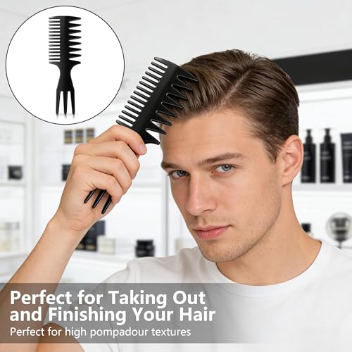 6PC Texture Comb Wide Tooth Styling Combs for Women Men | Texturizing, Volume Fringe Parting, Quiff, Pompadour, Slick Back, Hair Comb Set, ABS Plastic Barber Tool - color: Grey