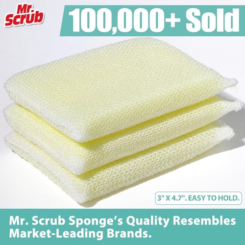 Mr. Scrub All-Purpose Sponges, Non Scratch, for Washing and Cleaning Dishes, Premium Scrub and Scrubbers, 12 Pads, Ideal for Kitchen, Bathroom - size: 12 Pack