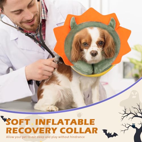 IEUUMLER Inflatable Recovery Dog Collar, Protective Donut Cone, Adjustable Soft Collar for Dog and Cat After Surgery Prevent from Biting & Scratching EU002 - Green Demon M - color: Green Demon, size: Medium (Neck:8''-10'')