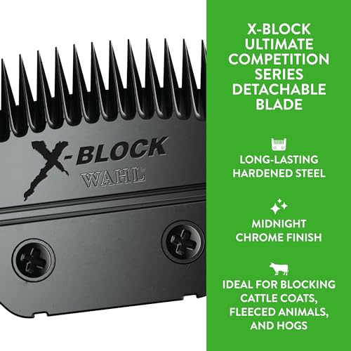 Wahl Professional Animal Ultimate Detachable Blade, 2430-500, X-Block | Detachable Replacement Blade for Cattle and Sheep Grooming, Sculpting, Blocking and Blending, Competition Series - size: X-Block