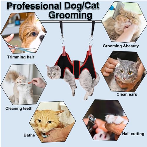 Dog Grooming Hammock Harness Breathable Pet Cat Hammock 6.5" | Restraint Bag,Dog Grooming Sling Helper for Trimming Nail and Ear/Eye Care XS Size - color: Black, size: XS-Cats & XS Dogs/Under 25lb