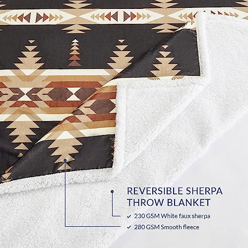 Paseo Road Indigo Hill by HiEnd Accents Yosemite 54x68 Throw Blanket | Aztec Tribal Navajo Print, Western Southwestern-Style Sherpa Fleece Blanket for the Couch, Sofa, Bed, or Camping - color: Yosemite Aztec