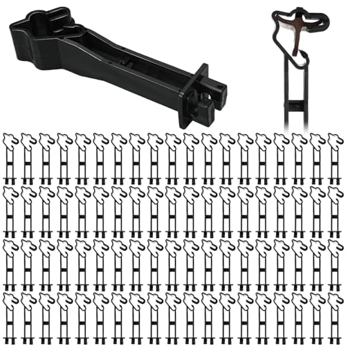 Outus 50pcs Reversed Extender Electric Fence TPost Insulators Snap, Black | Fit T Post Insulators, for Electric Fence Wire, Yard Agricultural Ranchers Farm - color: Black