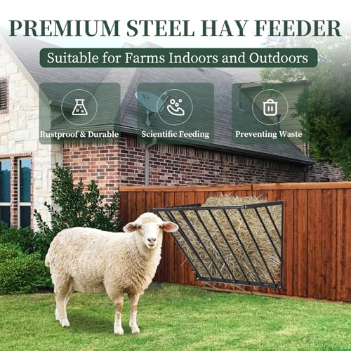 Hay Feeder Blanket Holder,40.55''W x 22.44''H x 15.74''D Wall Hay Rack,Metal Hay Feeder for Horses,Goats,Sheep Farm Indoor and Outdoor Use