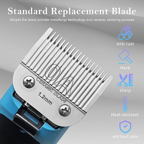 0A Replacement Blade compatible with Oster Classic 76/Andis dog Clipper | Cut Length 3/64"(1.2mm),2 Pack,Compatible with Andis/oster Classic 76/Star-Teq/Power-Teq/A5 Clipper - color: SIZE 0A(2 PACK)