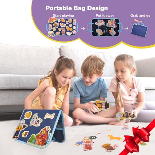 CHEFAN Felt/Flannel Board Story Set of 4, PRECUT Felt Pieces for Preschool Toddlers Circle Time,Old McDonald Had a Farm, This Old Man, Twinkle Twinkle Little Star, Row Row Row Your Boat - color: Old Mcdonald Had a Farm